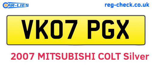 VK07PGX are the vehicle registration plates.