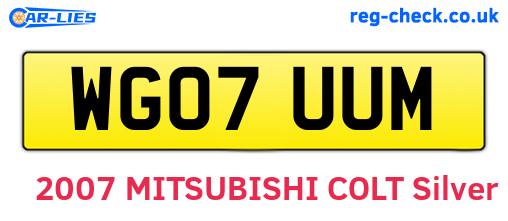 WG07UUM are the vehicle registration plates.