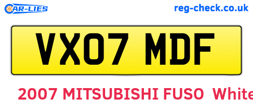 VX07MDF are the vehicle registration plates.