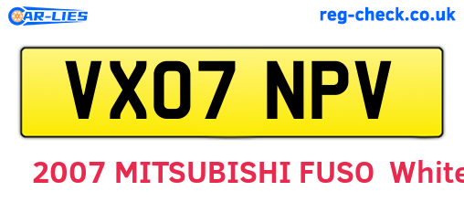 VX07NPV are the vehicle registration plates.