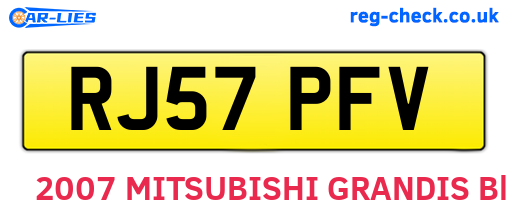 RJ57PFV are the vehicle registration plates.