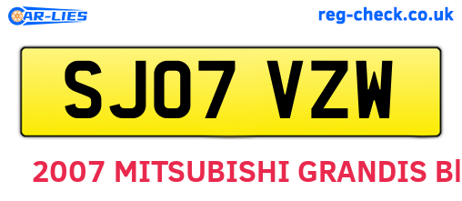 SJ07VZW are the vehicle registration plates.
