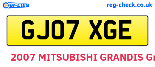 GJ07XGE are the vehicle registration plates.