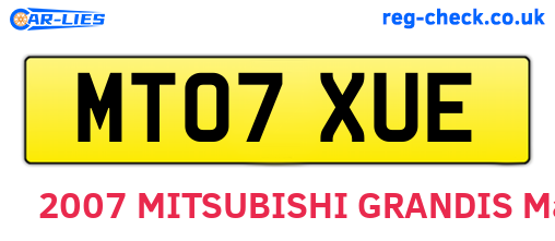 MT07XUE are the vehicle registration plates.