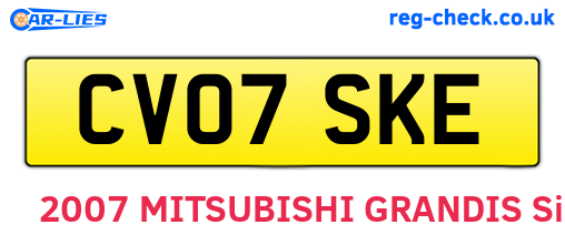 CV07SKE are the vehicle registration plates.