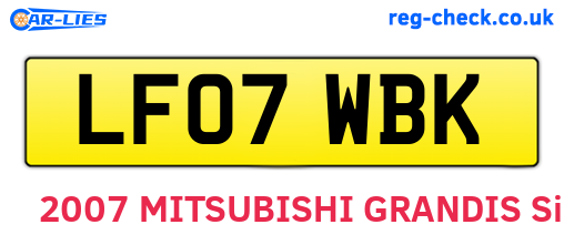 LF07WBK are the vehicle registration plates.