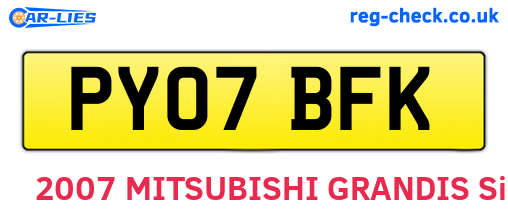 PY07BFK are the vehicle registration plates.