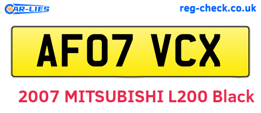 AF07VCX are the vehicle registration plates.