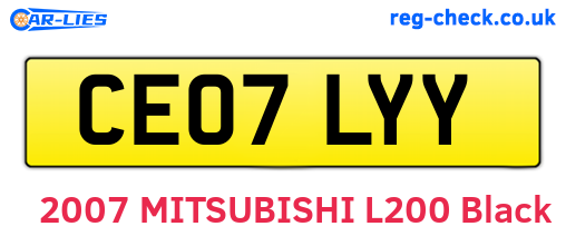 CE07LYY are the vehicle registration plates.