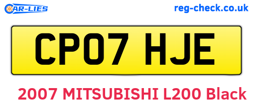 CP07HJE are the vehicle registration plates.