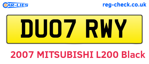 DU07RWY are the vehicle registration plates.