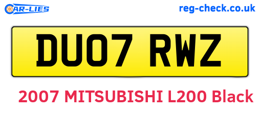 DU07RWZ are the vehicle registration plates.