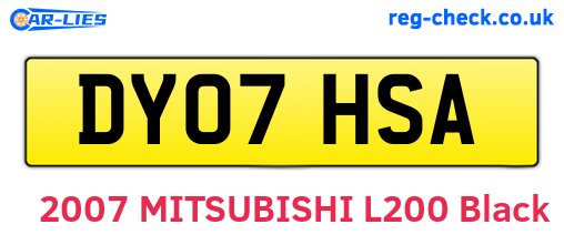 DY07HSA are the vehicle registration plates.