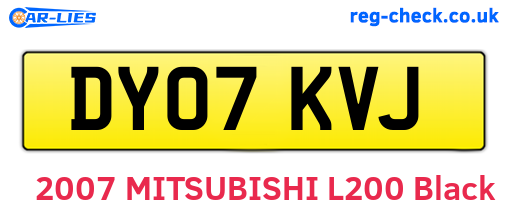 DY07KVJ are the vehicle registration plates.
