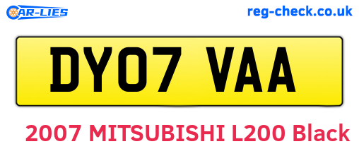 DY07VAA are the vehicle registration plates.