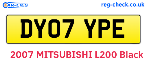DY07YPE are the vehicle registration plates.