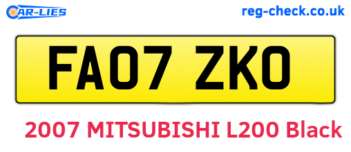 FA07ZKO are the vehicle registration plates.