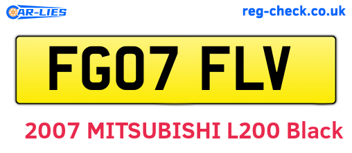 FG07FLV are the vehicle registration plates.