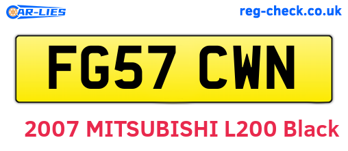 FG57CWN are the vehicle registration plates.