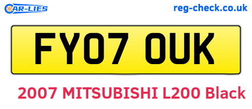 FY07OUK are the vehicle registration plates.