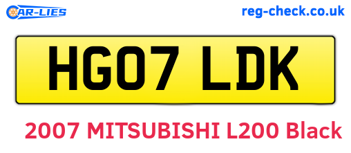 HG07LDK are the vehicle registration plates.