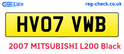 HV07VWB are the vehicle registration plates.