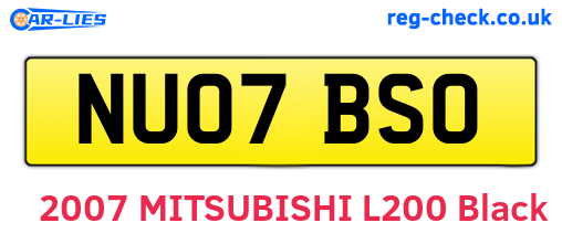 NU07BSO are the vehicle registration plates.