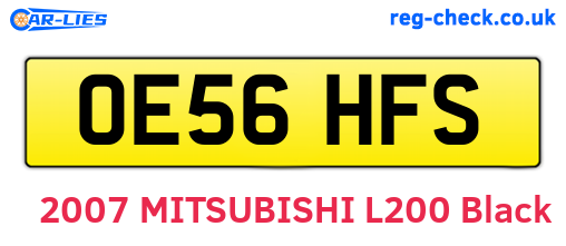 OE56HFS are the vehicle registration plates.