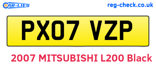 PX07VZP are the vehicle registration plates.