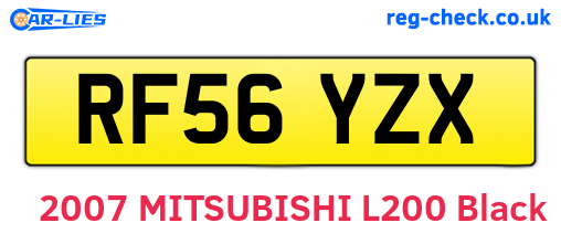 RF56YZX are the vehicle registration plates.