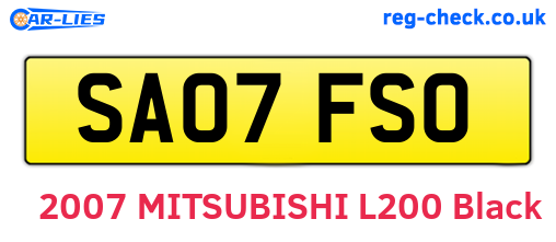 SA07FSO are the vehicle registration plates.