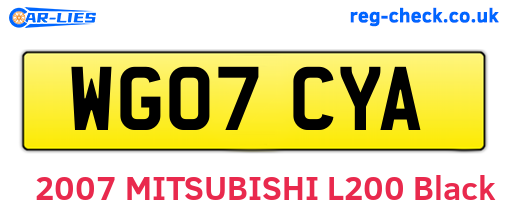 WG07CYA are the vehicle registration plates.