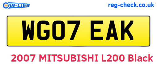 WG07EAK are the vehicle registration plates.