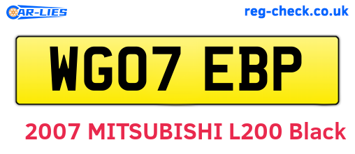 WG07EBP are the vehicle registration plates.