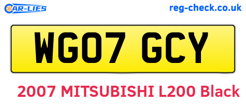 WG07GCY are the vehicle registration plates.