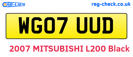 WG07UUD are the vehicle registration plates.