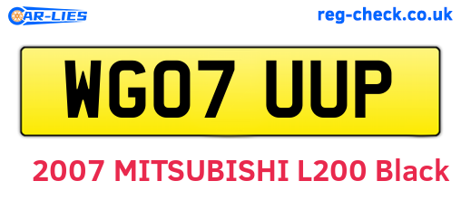 WG07UUP are the vehicle registration plates.