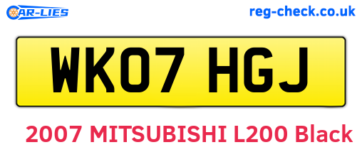 WK07HGJ are the vehicle registration plates.
