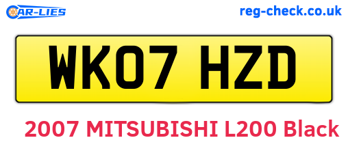 WK07HZD are the vehicle registration plates.