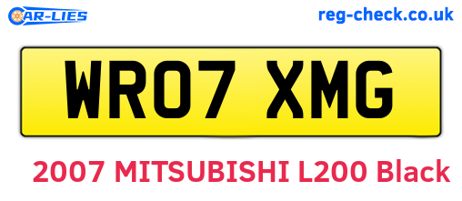WR07XMG are the vehicle registration plates.