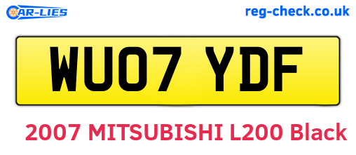 WU07YDF are the vehicle registration plates.