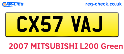 CX57VAJ are the vehicle registration plates.