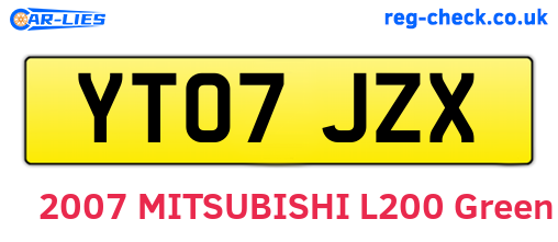 YT07JZX are the vehicle registration plates.