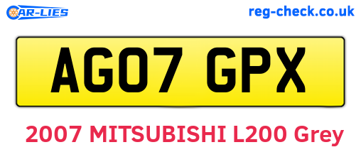 AG07GPX are the vehicle registration plates.