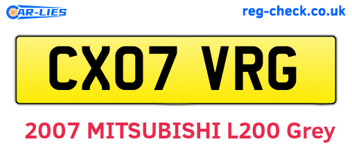 CX07VRG are the vehicle registration plates.
