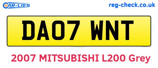 DA07WNT are the vehicle registration plates.