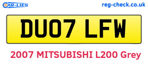 DU07LFW are the vehicle registration plates.