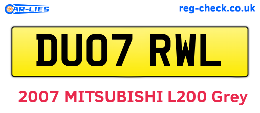 DU07RWL are the vehicle registration plates.