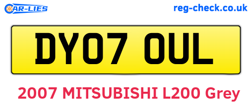 DY07OUL are the vehicle registration plates.