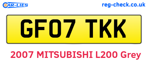 GF07TKK are the vehicle registration plates.
